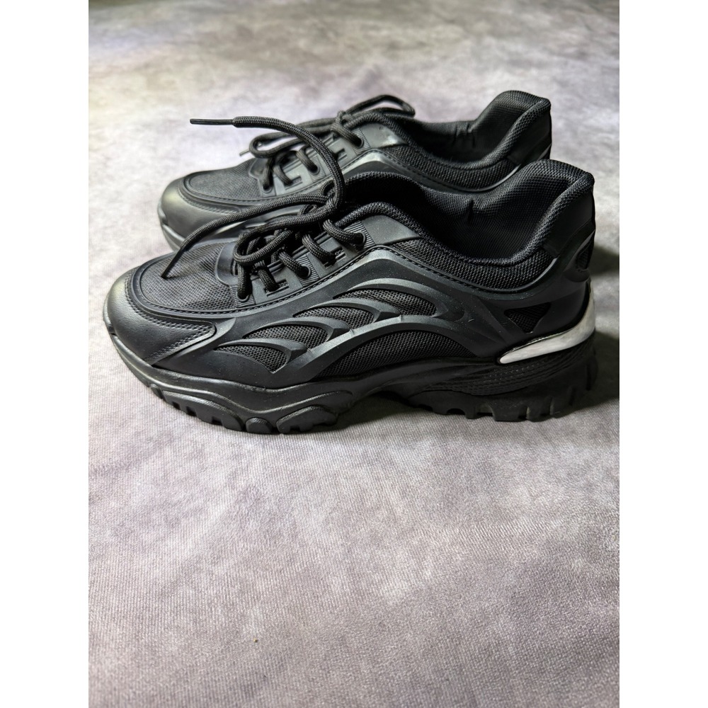 CUCCOO Black Chunky Platform Sneakers Metallic Heel Detail Lug Sole Sz 40